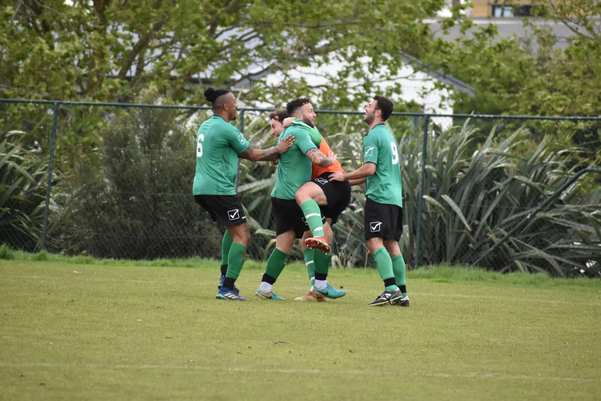 Team celebration after a big win