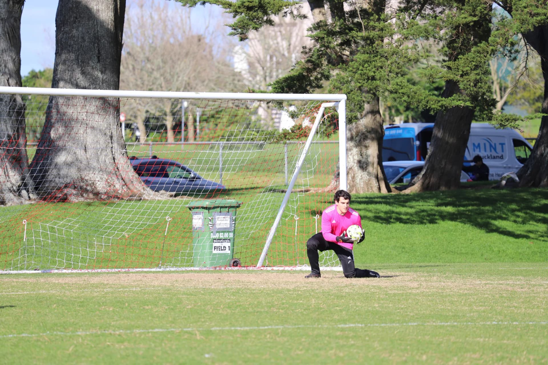 Player striking the ball